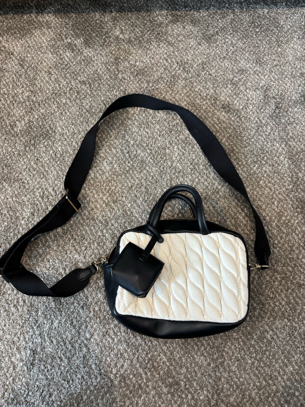 Target Black and Cream Quilted Crossbody Satchel